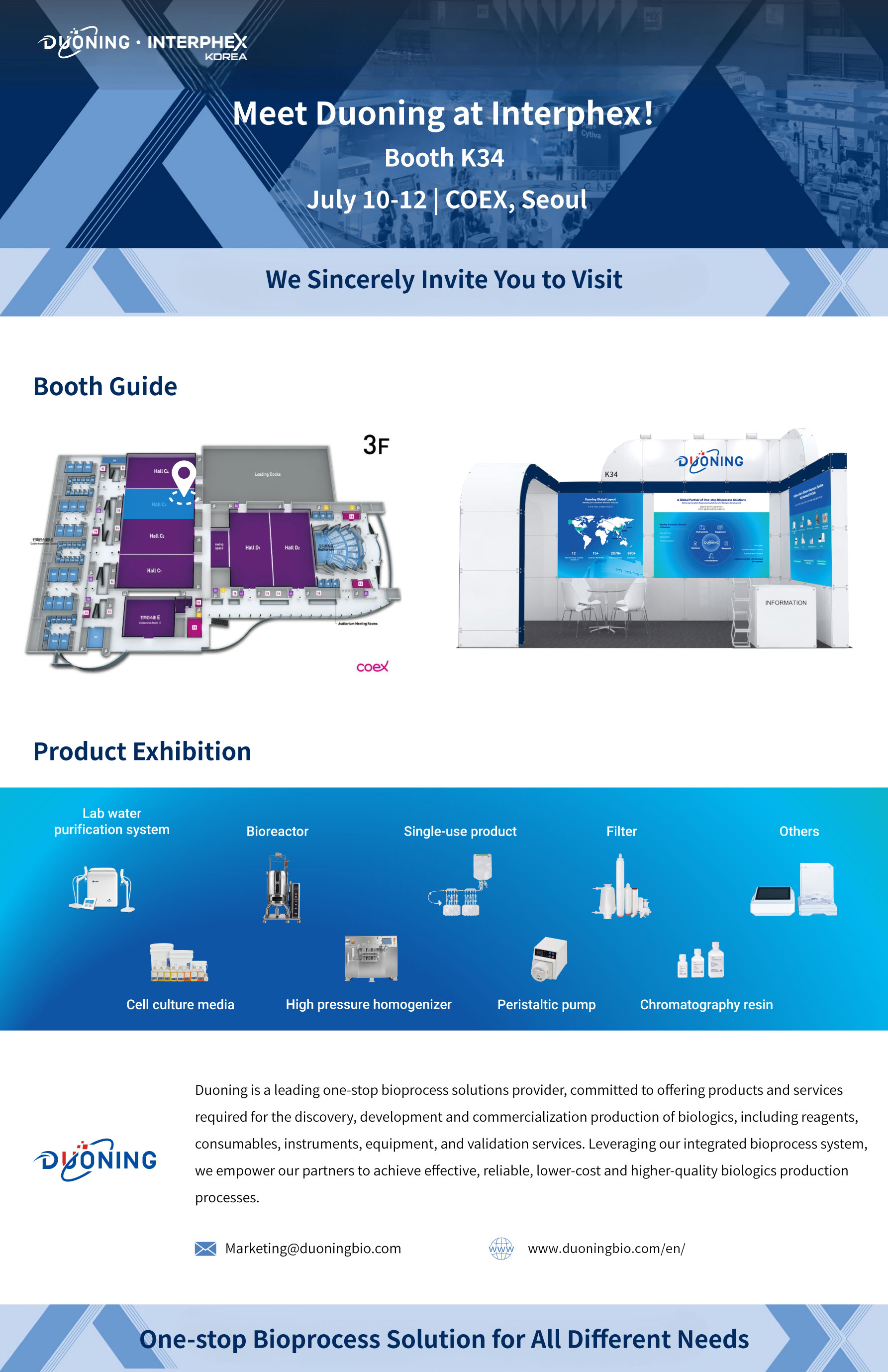 Duoning to Showcase Its Comprehensive Bioprocess Solutions at Interphex Korea  2024